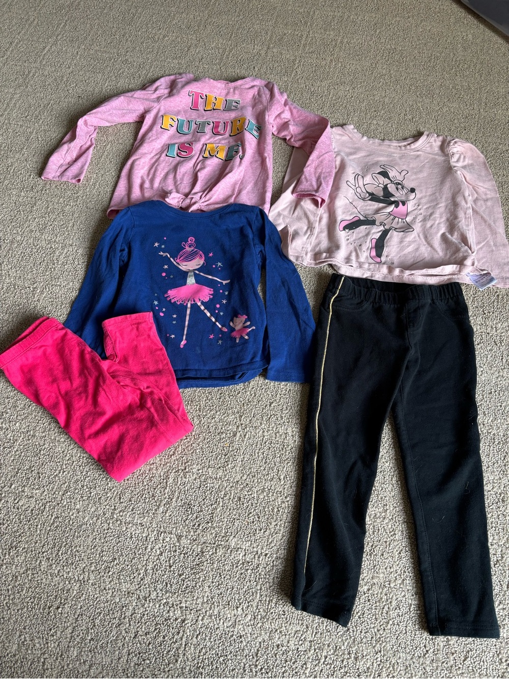 Kids Pink & Blue Dance Costume Tops and Leggings Set